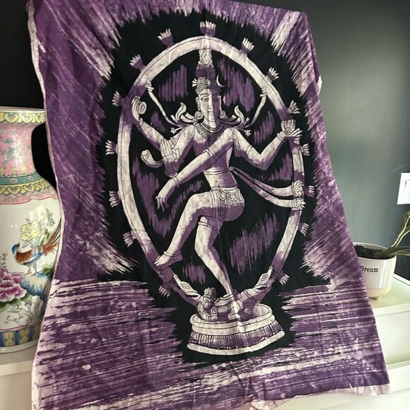 Purple and Black Shiva Wall Hanging Batik - Picture 2 of 16